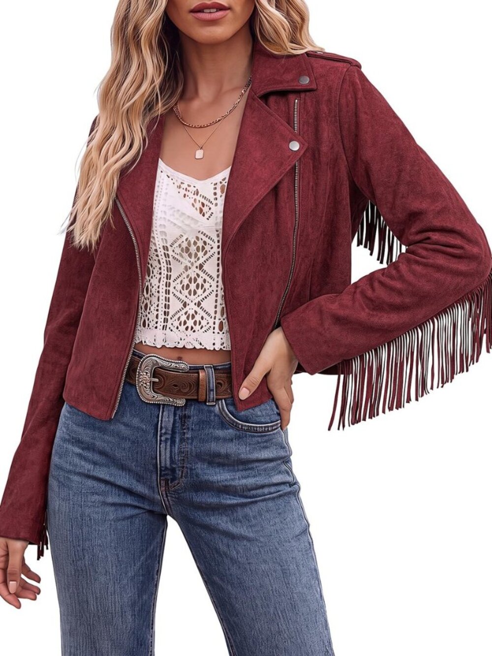 Fringe Jackets For Women Trendy Cropped Faux Suede Jacket Women